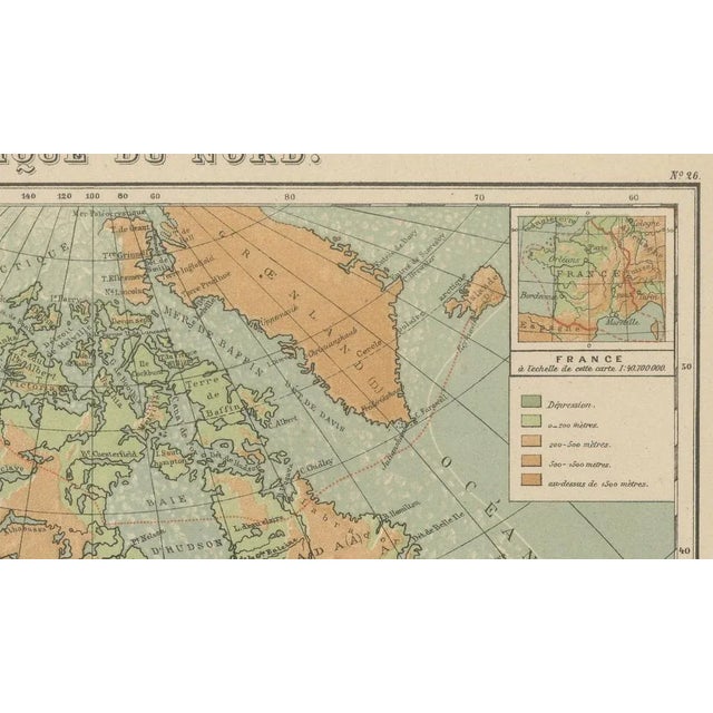 Antique Map of North America Physical Relief Map by Hachette, 1883 For Sale - Image 6 of 10