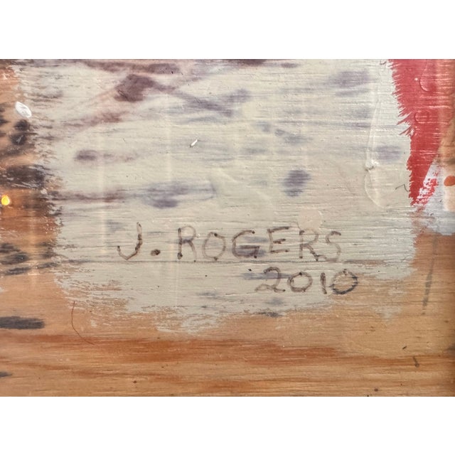 Abstract Assemblage on Layered Plywood, Mixed Media Painting by J. Rogers 2010 For Sale - Image 3 of 13