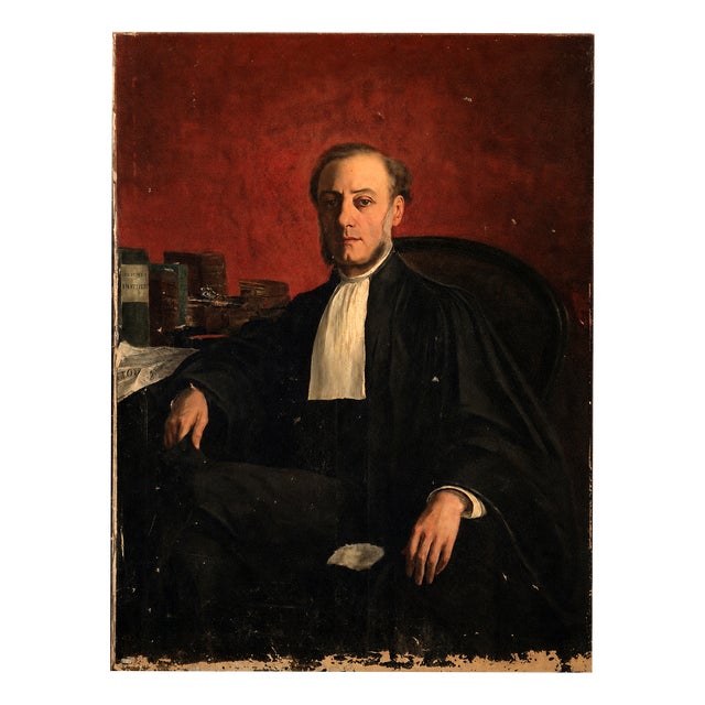 Portrait of a Lawyer, 1800s, Oil Painting on Canvas For Sale