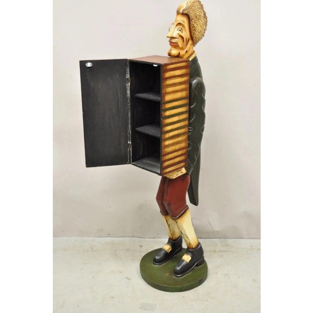 Traditional Late 20th Century 52" Tall Figural Librarian Man Holding Stack of Books Statue Storage Cabinet For Sale - Image 3 of 12