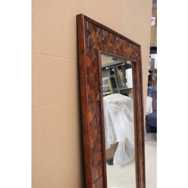 Stunning mirror very well made thick heavy cut wood pieced together/inlay Artisan handcrafted mirror