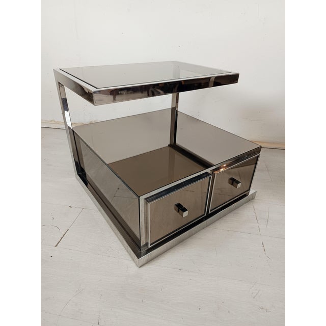 Vintage Chrome Mirrored Bedside Tables by Michel Pigneres, 1970s, Set of 2 For Sale - Image 4 of 18