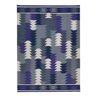 2020s Flatweave Contemporary Kilim Wool Rug With Abstract Motif in Grey & Purple For Sale