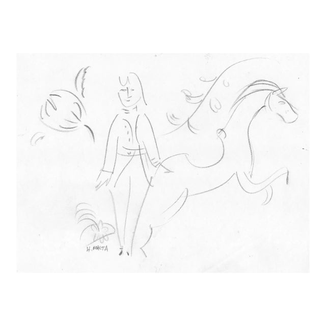 1930s Helen Malta Horse & Groom Drawing For Sale