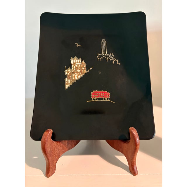 Mid-Century Modern 1970s Rare Couroc Company Inlaid Tray of San Francisco Historic Sites For Sale - Image 3 of 9