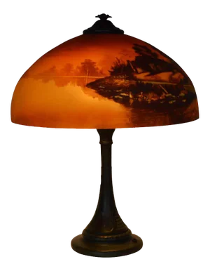 1920s Phoenix Sunset Landscape Table Lamp, France