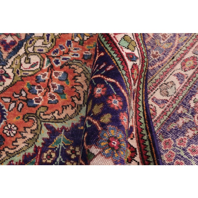 Beige Shabby Chic Persian Kashan Blue/Beige Wool Rug - 8'3'' X 11'2'' For Sale - Image 8 of 10