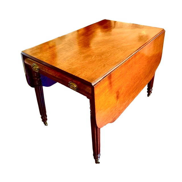 American 19th C. Early American Drop Leaf Table on Casters For Sale - Image 3 of 12