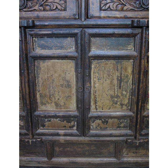 Wood Carved Elm Dual-Drawer Cabinet For Sale - Image 7 of 13