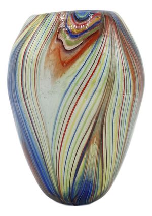 Murano Multicolor Striped Cased Glass Vase, 1960s
