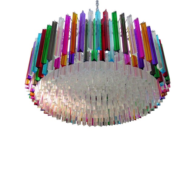 Metal Large Italian Pendant Light with 393 Multicolored Prisms from Justfurnituress SRL For Sale - Image 7 of 12