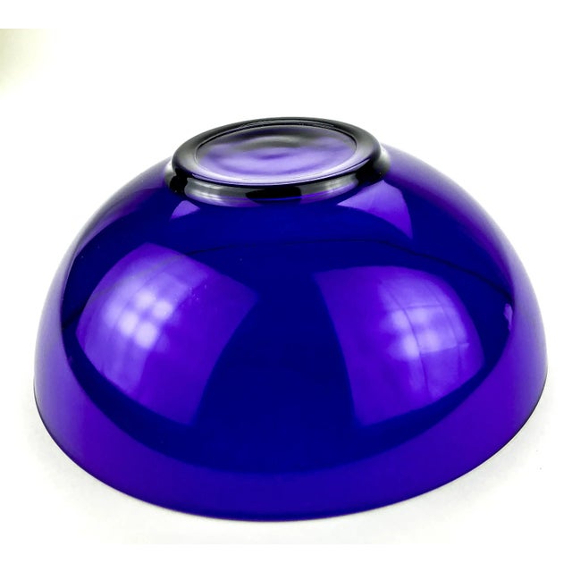 Mid-Century Modern Vintage Cobalt Blue Large Glass Bowl For Sale - Image 3 of 8