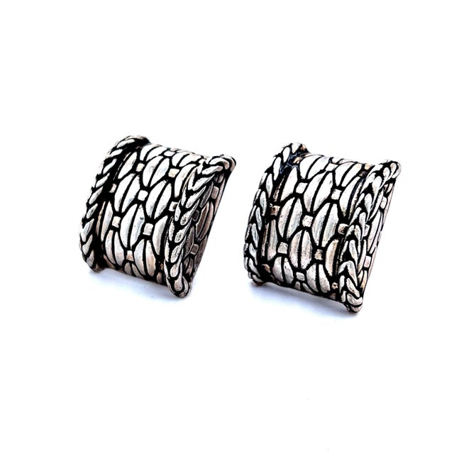 1990s Pair of John Hardy Estate Clip on Earrings Sterling Silver For Sale - Image 4 of 8