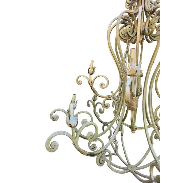 Early 20th Century Wrought Iron Chadelier 12 Lights For Sale - Image 5 of 12