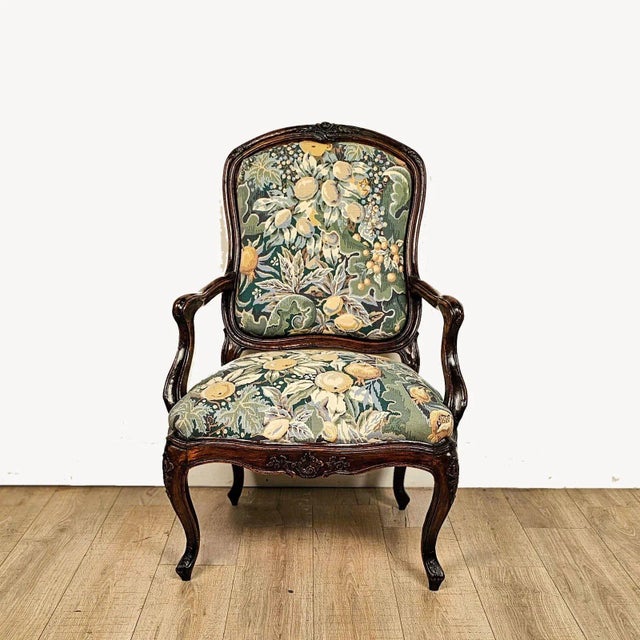 A pair of French or Italian Louis XIV walnut large armchairs. Great patina, solid frames. Mid-18th century. Seat height 19".