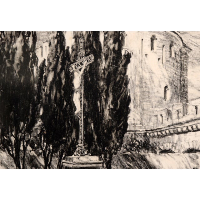 1900 - 1909 Carcassonne Citadel, France - Pastel Drawing by Charles Sumner Schneider by Charles Sumner Schneider For Sale - Image 5 of 9