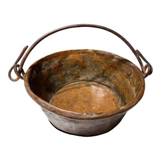 Great Old French Copper Pan W/Handle 16" W For Sale