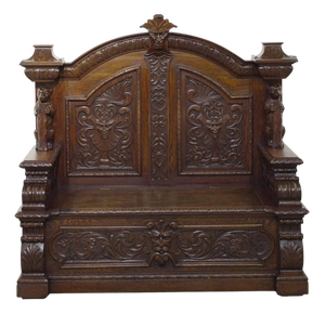 Italian Carved Hall Bench in Oak