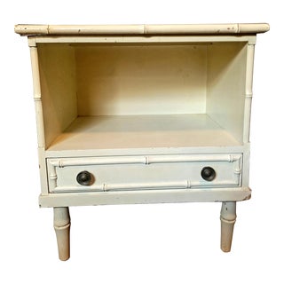 1970s Vintage Thomasville Allegro Faux Bamboo Single Drawer Nightstand With Open Storage For Sale
