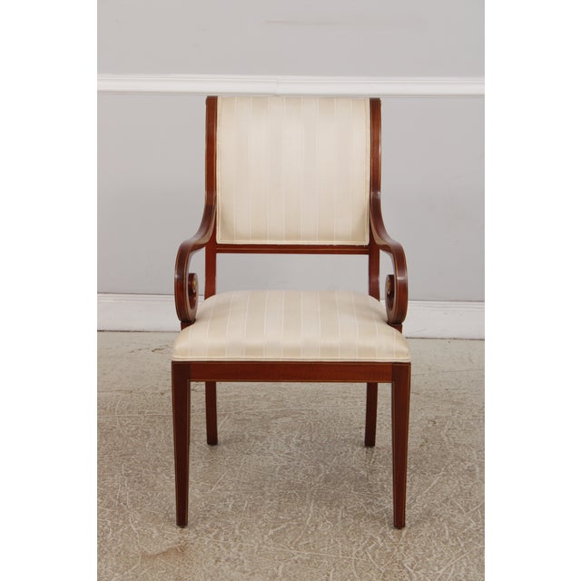 Age: c1996 Details: Kent Finish Scroll Arms High Quality Construction Nice Inlay Work Throughout Traditional Style Offered...