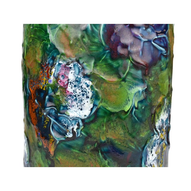 Ceramic Mid 20th Century Handmade Hand Painted Italian Pottery Umbrella Stand For Sale - Image 7 of 12