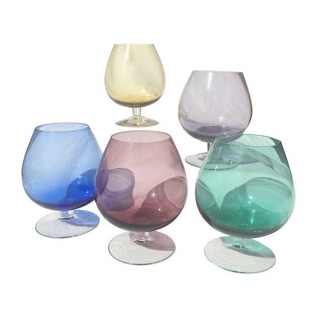 MidCentury Multi Colored Brandy Snifter Glasses Chairish