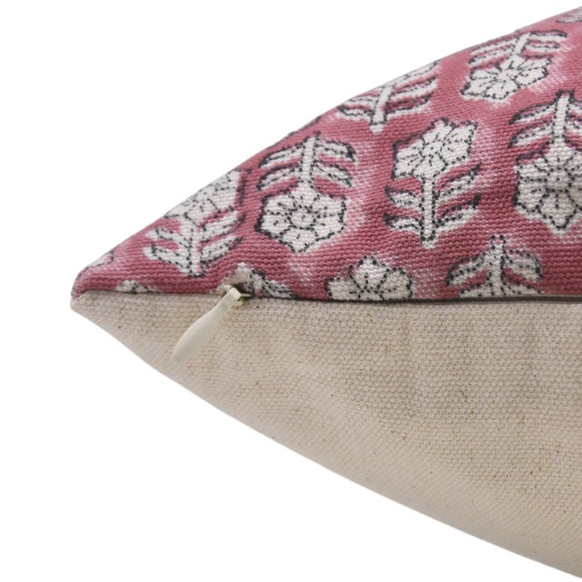 Art Deco Fabdivine Traditional Block Print Pillow Cover 24x24 Inch Duck Canvas-Tulsi Buti For Sale - Image 3 of 4
