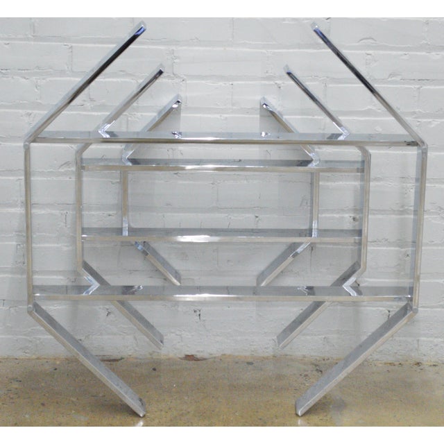 Paul Mayen 1970s Attributed to Paul Mayen for Habitat Chrome Stacked Octagonal Glass Coffee Table For Sale - Image 4 of 7