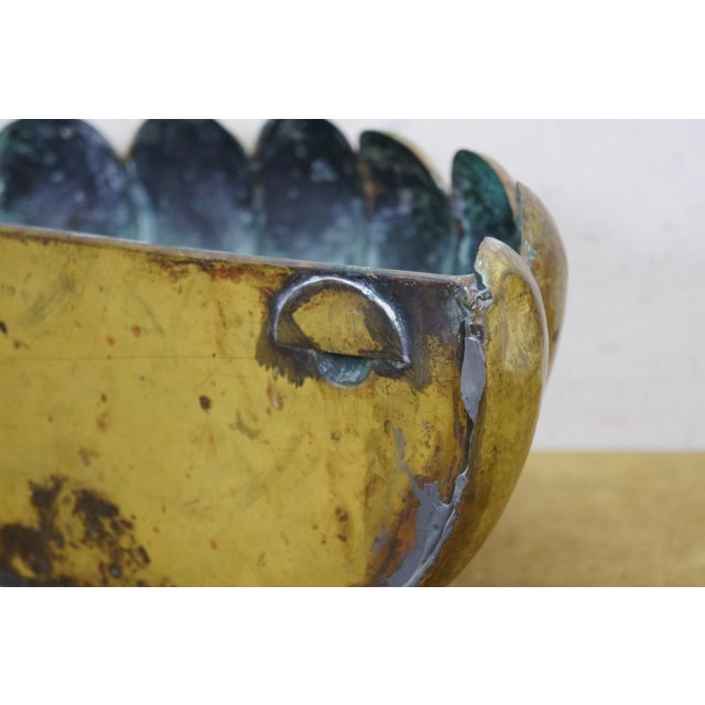 Antique Italian Hammered Ribbed Brass Lavabo Water Fountain Cistern & Basin For Sale - Image 14 of 18