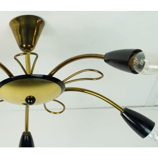 Metal Mid-Century Sputnik Spider Ceiling Lamp in Brass, Metal and Plastic, 1950s For Sale - Image 7 of 14
