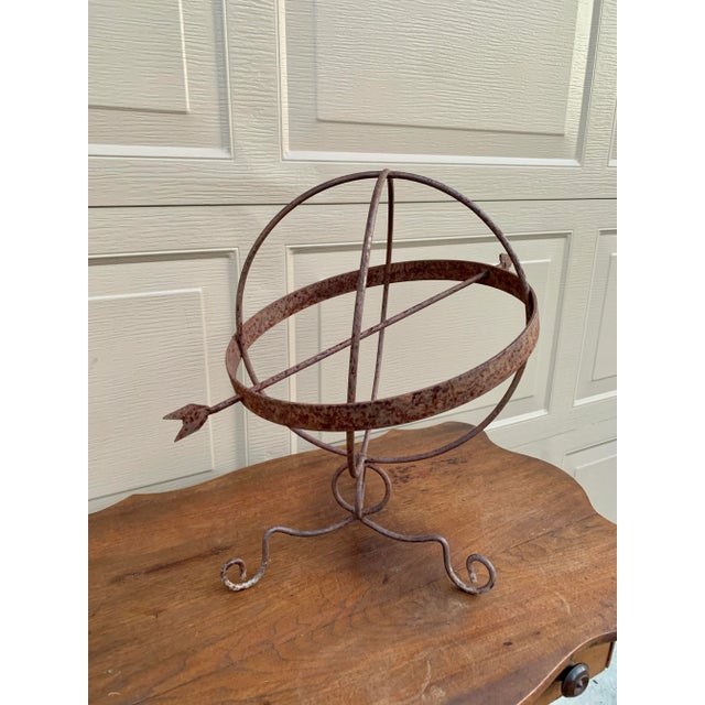 Vintage Iron Armillary Sphere Sundial Garden Ornament, French Country Outdoor Decor For Sale In South Bend - Image 6 of 10