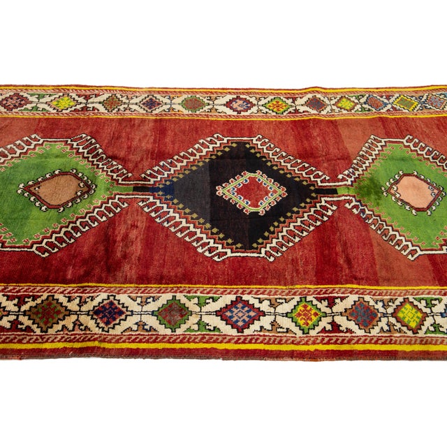 Textile Vintage Handmade Red Shiraz Wool Rug With Tribal Design For Sale - Image 7 of 8