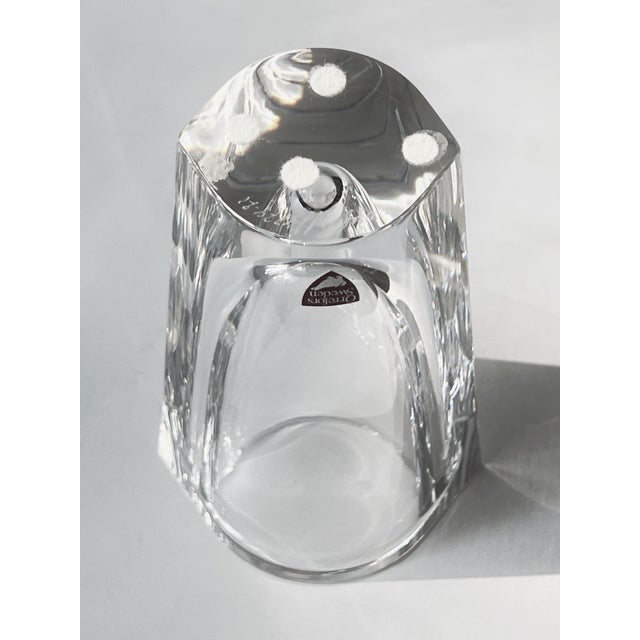 Mid 20th Century Vintage Heavy Crystal Orrefors Marin Vase by Jan Johansson 6 3/4" Tall Signed For Sale - Image 5 of 8