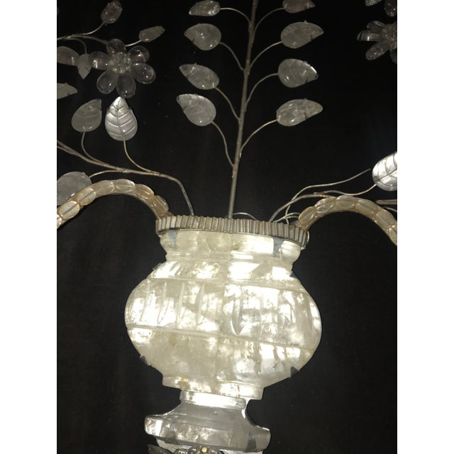 Metal 1900s Vintage Rock Crystal Wall Sconces- A Pair For Sale - Image 7 of 9