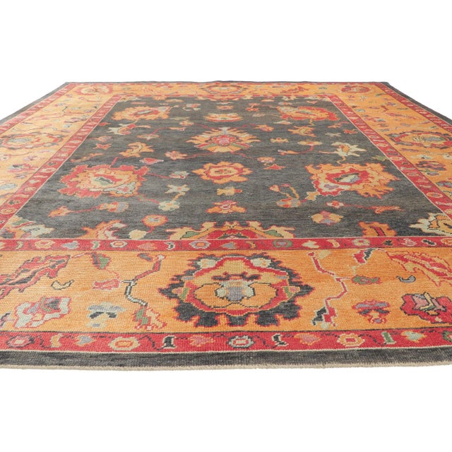 Modern Vintage Modern Turkish Oushak Rug - 10'03 X 13'00 For Sale - Image 3 of 10