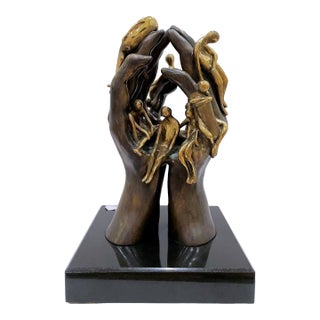 Late 20th Century Signed Arthur Marshak, "With These Hands", Bronze Sculpture For Sale