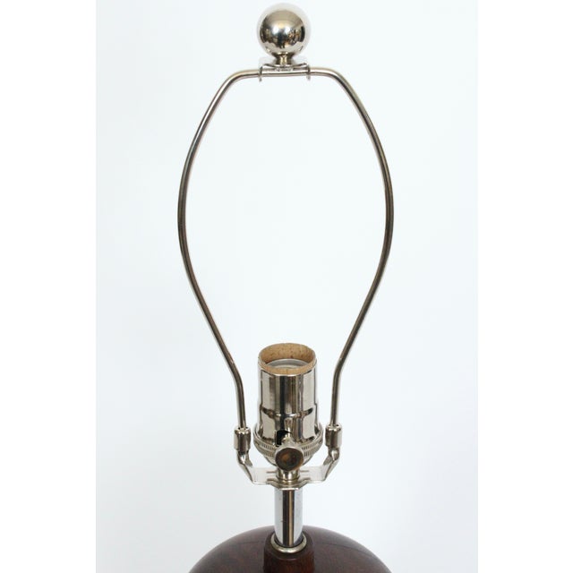 Mid 20th Century Danish Modern Solid Turned Dark Teak Table Lamp For Sale - Image 9 of 12