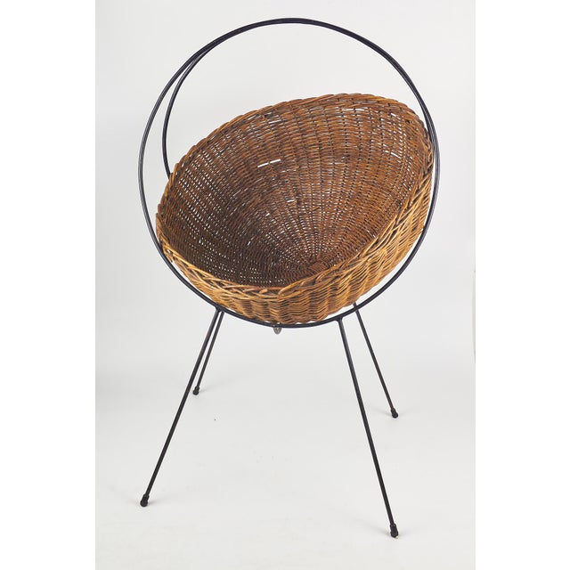 Black Rattan and Iron Magazine Rack, 1950s For Sale - Image 8 of 17