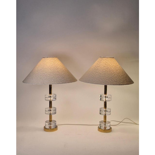 Scandinavian Modern Table Lamps with Orrefors Glass and Brass by Carl Fagerlund, 1960s, Set of 2 For Sale - Image 11 of 15