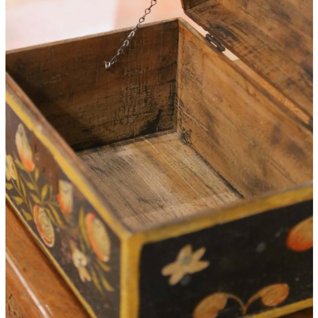 Green 18th Century French Normandy Carved & Painted "Coffre De Mariage" Wedding Trunk For Sale - Image 8 of 12