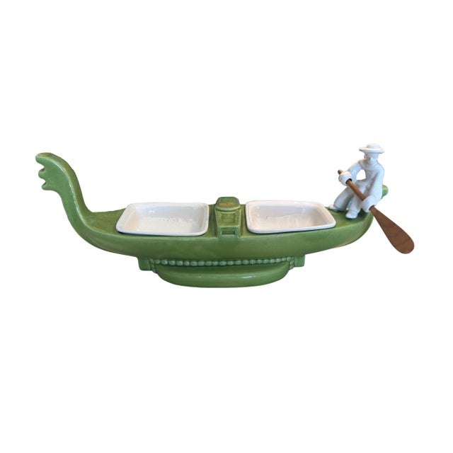 Vintage Green Royal Haeger Mid-Century Gondola Serving Dish for Dips For Sale - Image 13 of 13
