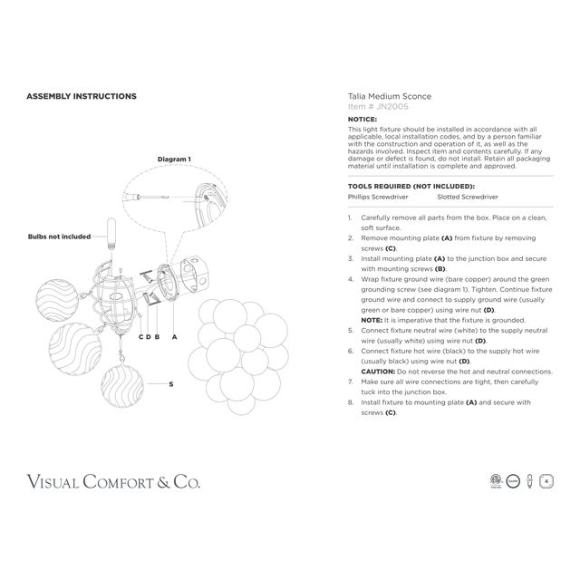2020s Julie Neill for Visual Comfort Signature Talia Medium Sconce in Plaster White with Clear Swirled Glass For Sale - Image 5 of 6