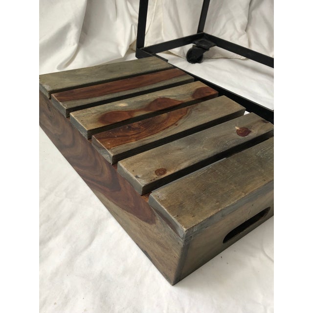 Wood 1970s Heavy-Duty Industrial Grade 3-Tier Rolling Cart in Exceptionally Rare True Argentine Greenheart Wood & Heavy Iron Base For Sale - Image 7 of 12