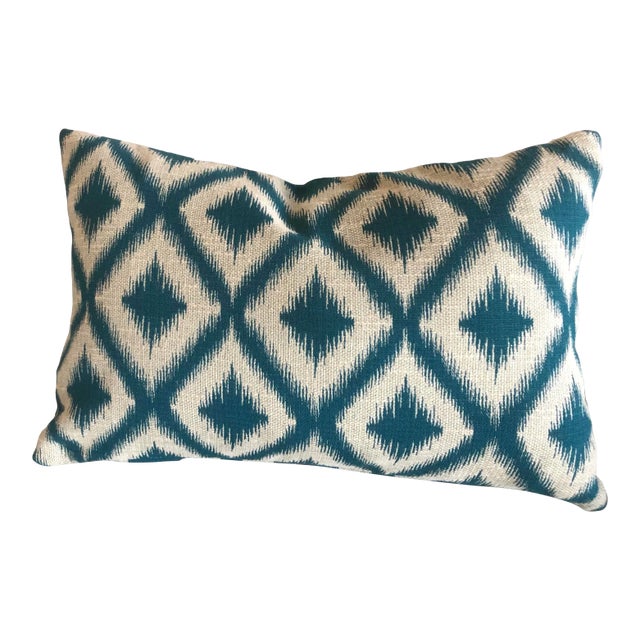 Contemporary Kravet Caribbean Ikat Lumbar Pillow Cover For Sale