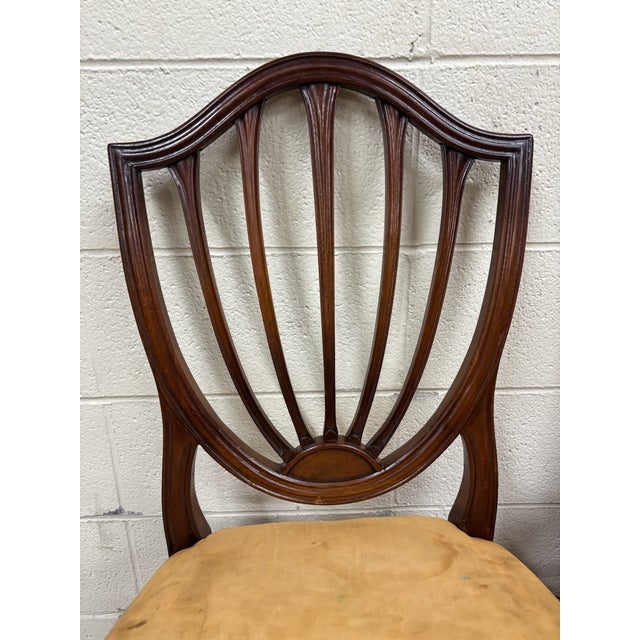 Wood Vintage Duncan Phyfe Hepplewhite Style Shield Back Dining Chairs - Set of 4 For Sale - Image 7 of 13