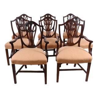 Hepplewhite Revival Mahogany Dining Chairs, 1920s, Set of 8 For Sale
