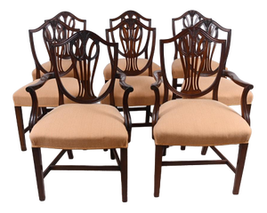 Hepplewhite Revival Mahogany Dining Chairs, 1920s, Set of 8