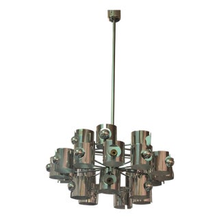 Space Age Chrome Chandelier attributed to Gaetano Sciolari, 1970s For Sale