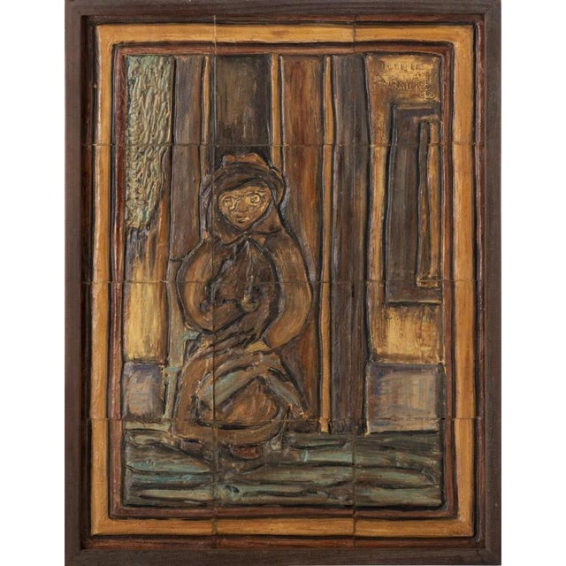 Baking Woman Plaque in Earthenware by Ilidio Bailao for Atlier-Reguengos de Monsaraz For Sale - Image 6 of 6