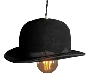 Vintage English Bowler Hat Pendant Lamp